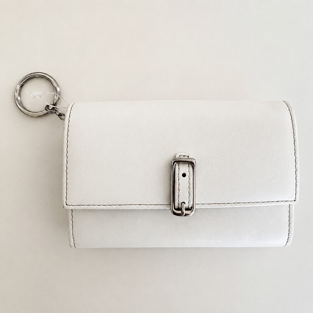 Coach White Leather Key & Card Holder with Silver Hardware